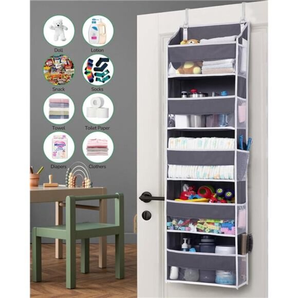 Over Door Hanging Organizer 5 Pocket Storage for Toys Shoes Diapers Closet - Picture 7 of 8